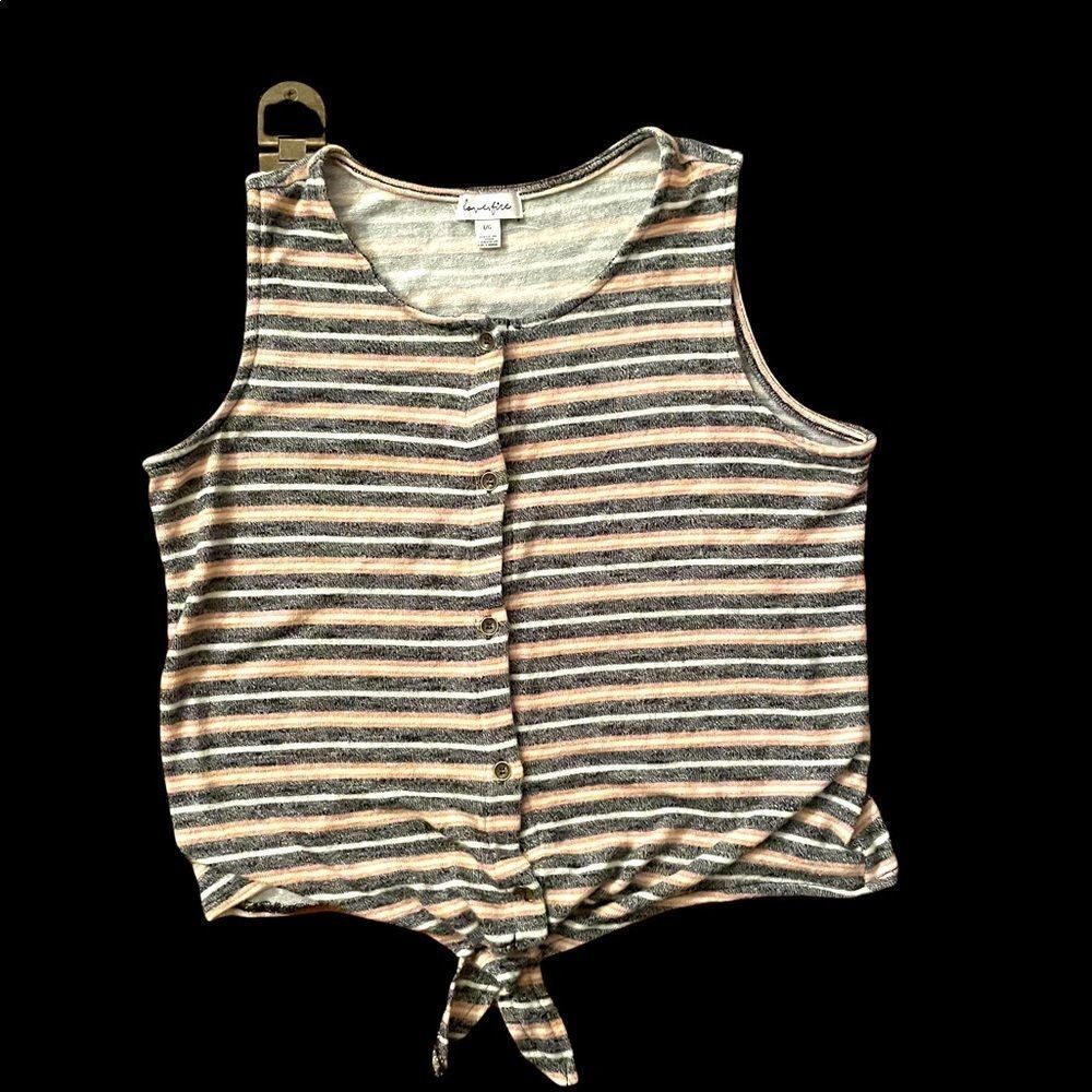 Ladies striped crop top size L love, fire